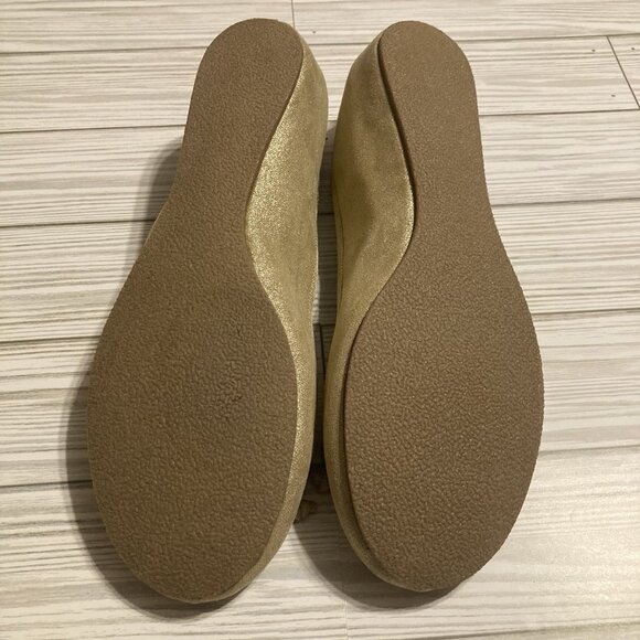 TALBOTS COZY SUEDE BALLET SLIPPERS TANISH GOLD IN COLOR SIZE 9M - Picture 9 of 9
